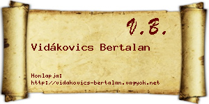 Vidákovics Bertalan névjegykártya
